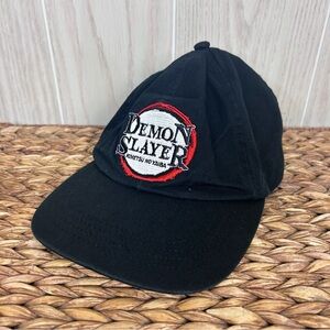 Demon Slayer Black Logo Adjustable Cotton Baseball Cap, OS